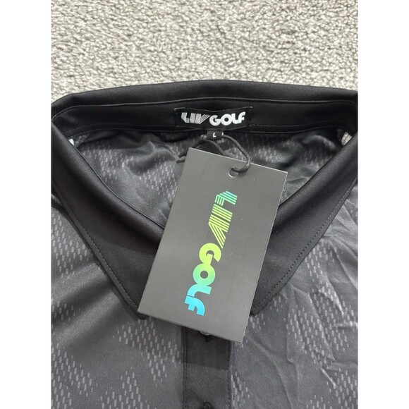 LIV Golf Polo Shirt Womens Large Black  Performance All Over Print NWT - Picture 4 of 7